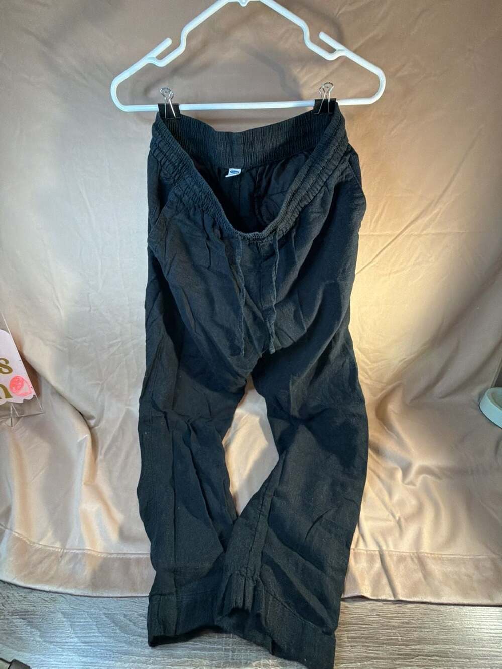 Old Navy Pull On Pants Size M Black Linen Blend